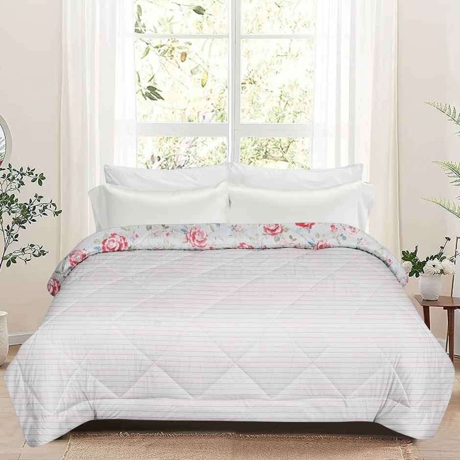 Dream Living Royal | Comforter Printed Reversible Double Bed Satin Finish Super Soft 220 x 240 cm | Multicolor