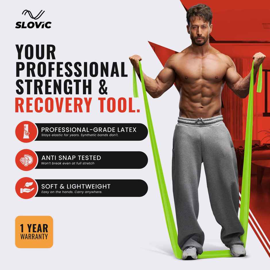Slovic Natural Rubber Latex Thera Band | Light | Ideal for Cardio, Strength Training & Home Workout
