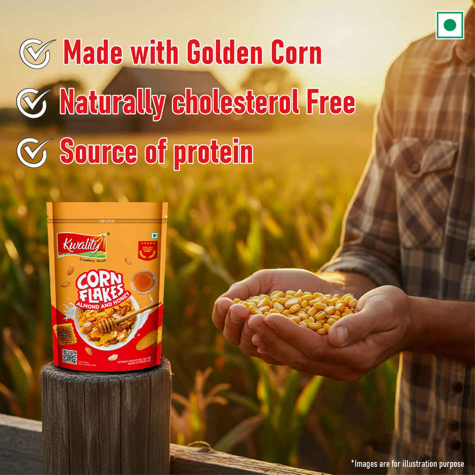 Kwality Corn Flakes With Almond & Honey - Made With Golden Corns