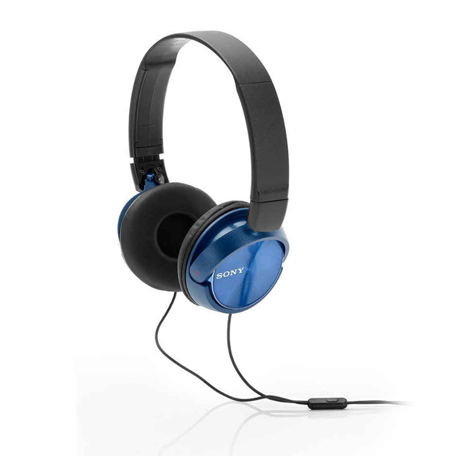 Sony MDR-ZX310AP Wired Headphones with Mic, Stereo On Ear Headset - Blue