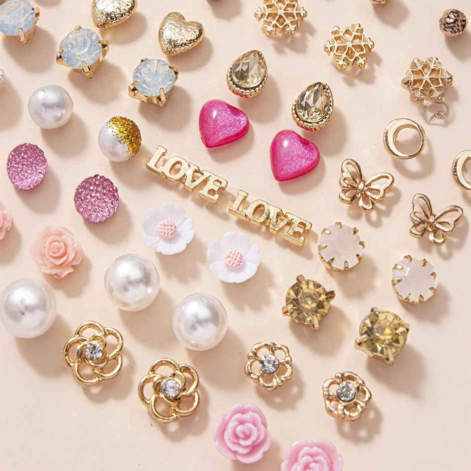 Shining Diva Fashion 30 Pairs Combo Set Latest Stylish Earrings for Women and Girls | 14780er