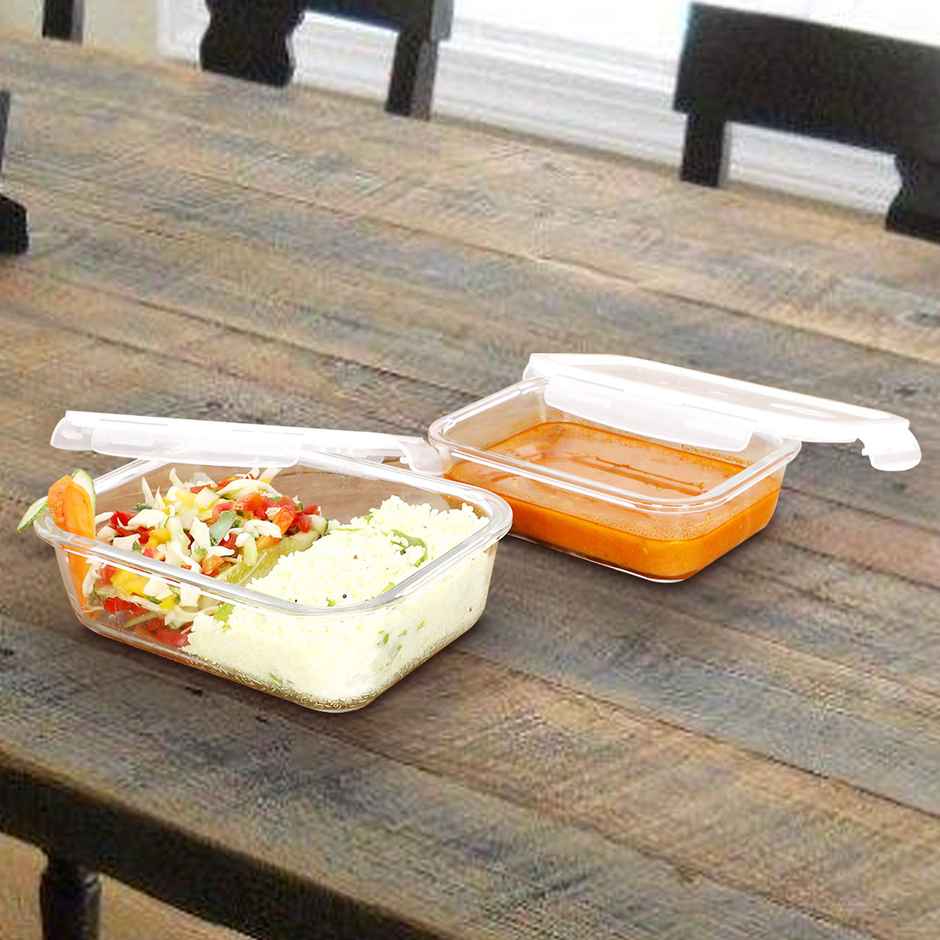 Cutting EDGE 1040ml Glass Food Storage Container | Borosilicate , Air Vent Lid | Set of 2