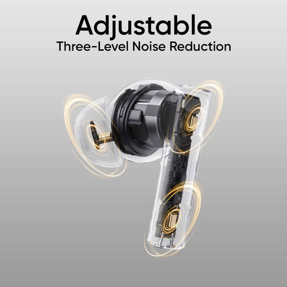 Realme Buds T310 in-Ear TWS Earbuds with 46dB Hybrid ANC, 360 Degree Spatial Audio, 12.4mm Dynamic Bass Driver, Upto 40Hrs Battery and Fast Charging - Vibrant Black