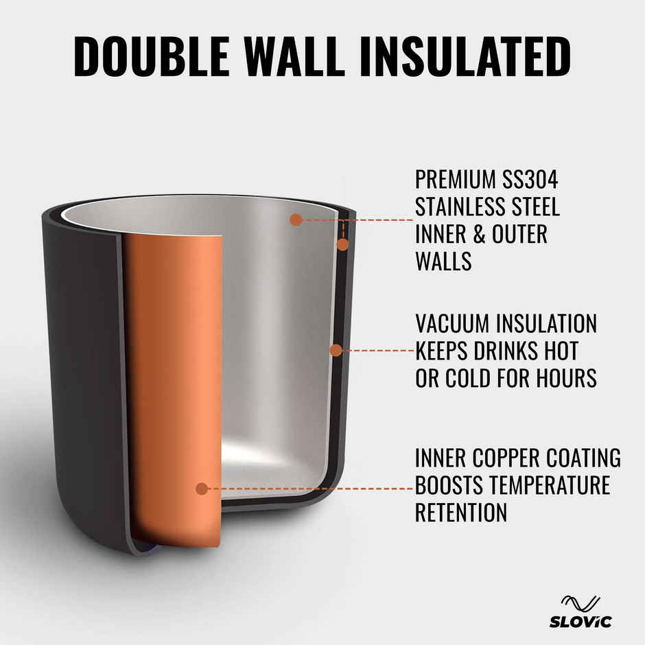 Slovic Insulated Hot & Cold Coffee Tumbler for Gym & Travel Use | 400 ml