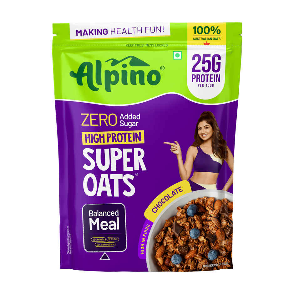 Alpino 25g High Protein Super Oats Chocolate with Almonds & Raisins | No Added Sugar & Salt