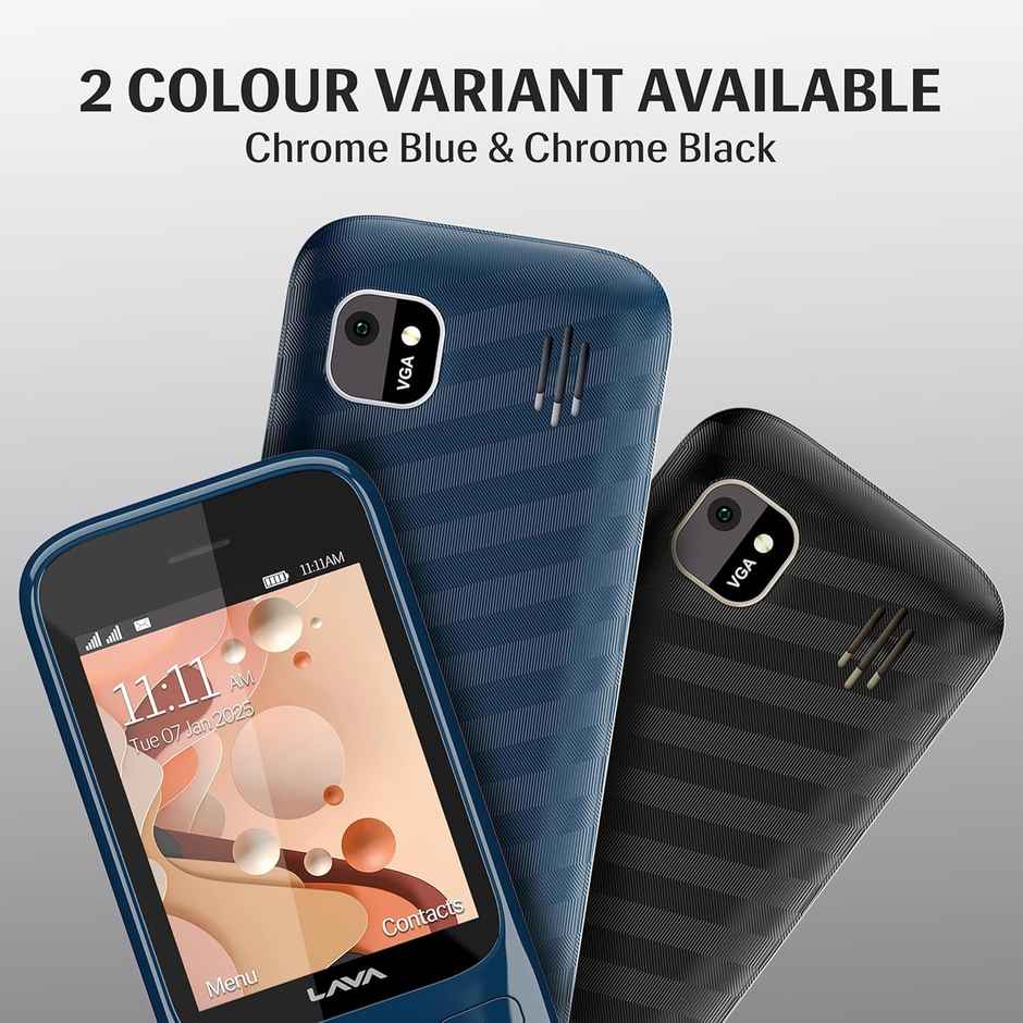 Lava Gem 2025 Dual Sim Keypad Phone (2.8" Display, Camera & Flash) | 2575mAh Smart AI | Blue Chrome