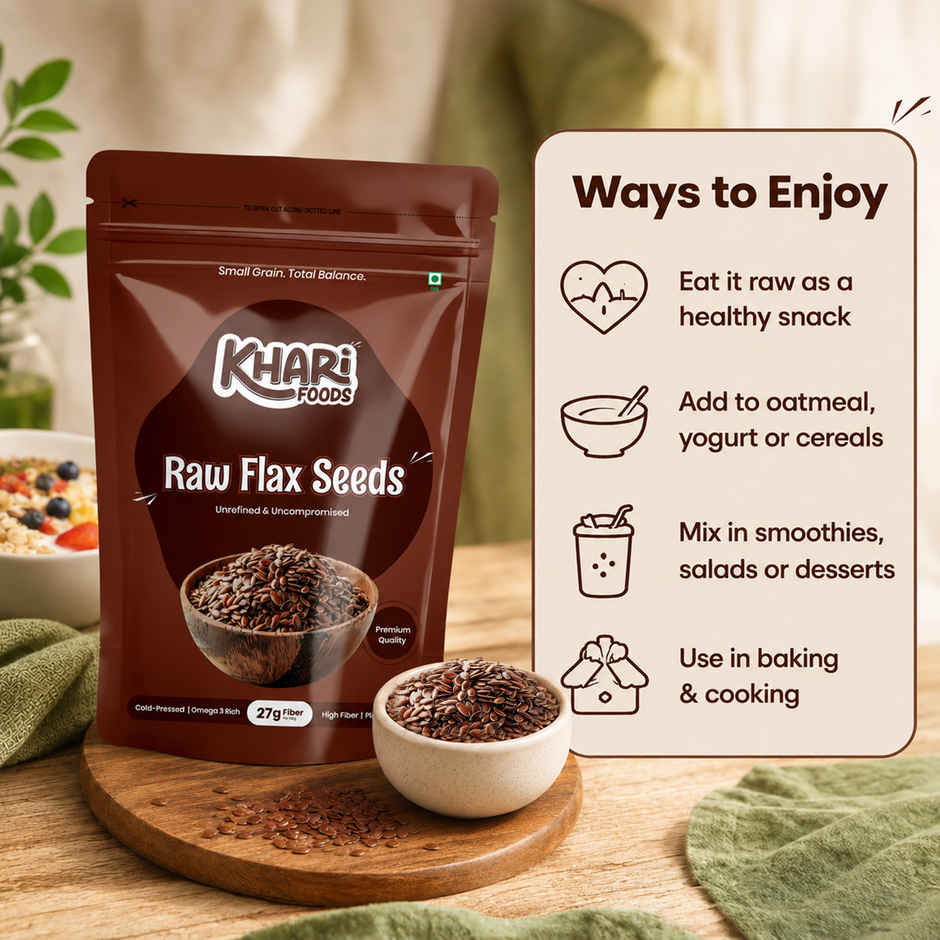 Khari Foods Premium Flax Seeds | Seeds for Eating | Source of Iron & Fibre