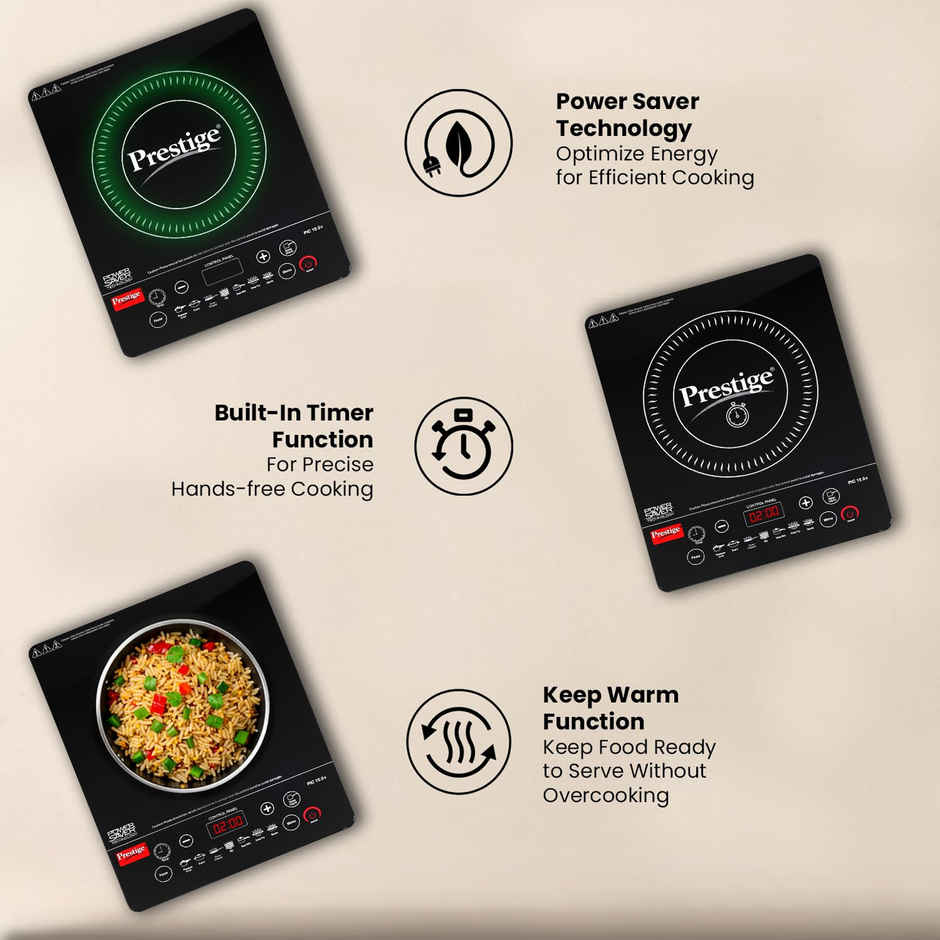 Prestige Pic 15.0 Plus 1900-Watt Induction Cooktop| Indian Menu Option| Automatic Voltage Regulator