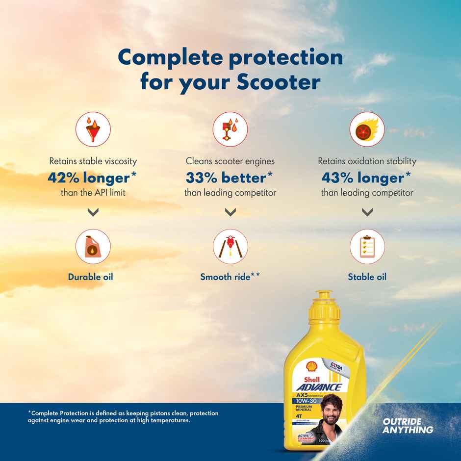 Shell Advance AX5 10W-30 API SN Premium Scooter Mineral Engine Oil