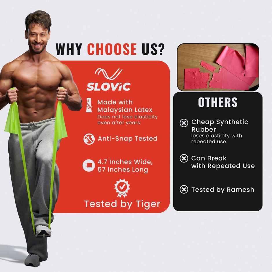 Slovic Natural Rubber Latex Thera Band | Light | Ideal for Cardio, Strength Training & Home Workout