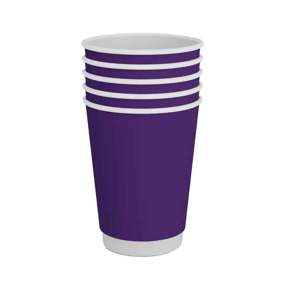 Double Walled Coffee Cups | Purple | 350 ml | Pack of 10 | Vinay Trading