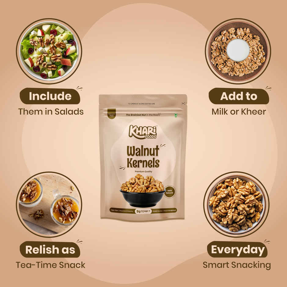 Khari Foods Premium Chile Walnut Kernels / Akhrot Giri Dry Fruits