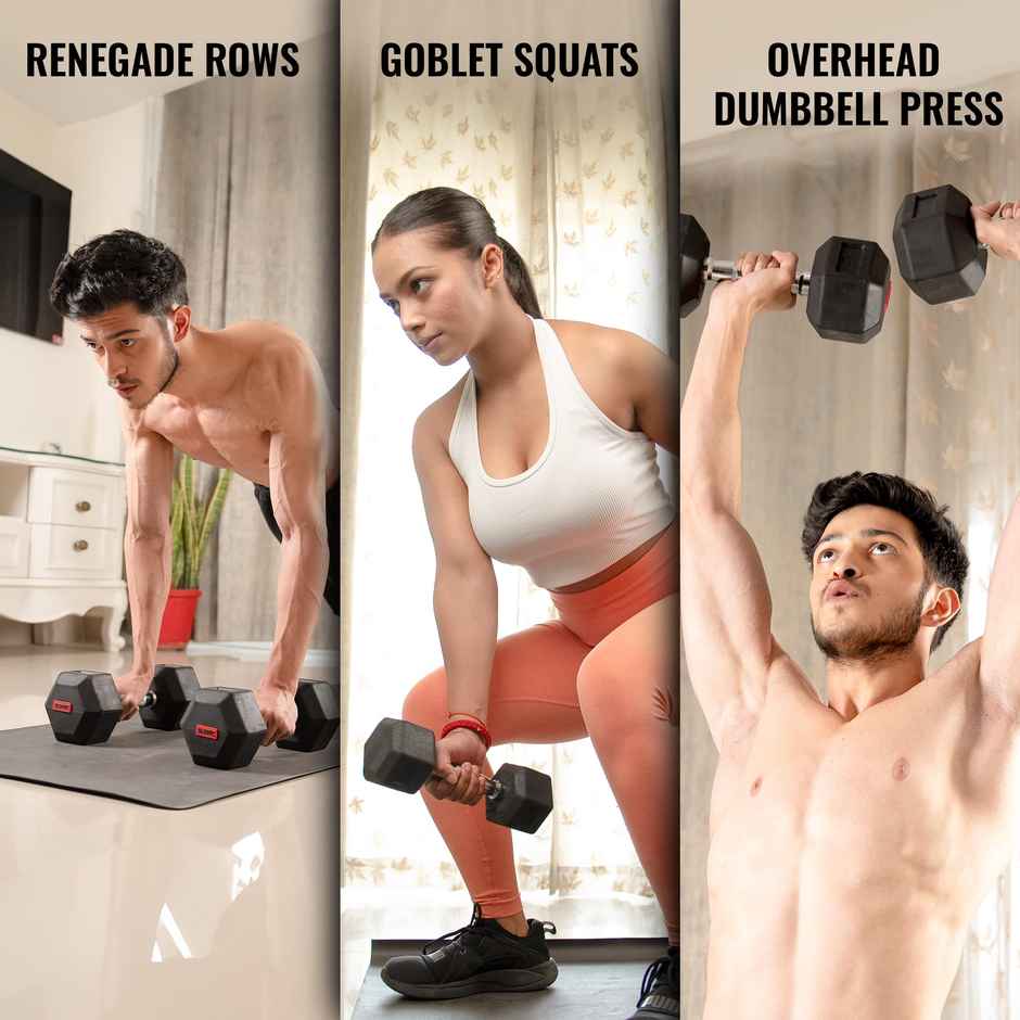 Slovic 2.5kg Hexa Dumbbell Set (2.5kg x 2) for Home Gym & Weight Training - Anti Skid Rubber