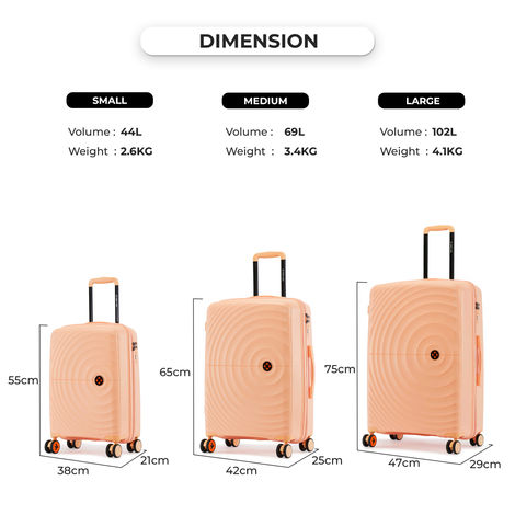 Nasher Miles Seattle Check-In Hard Side Polypropylene (55 & 65 cm) Trolley Bag (Peach)