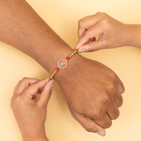 Evil Eye Round Meenakari Rakhi (BANDHAN)