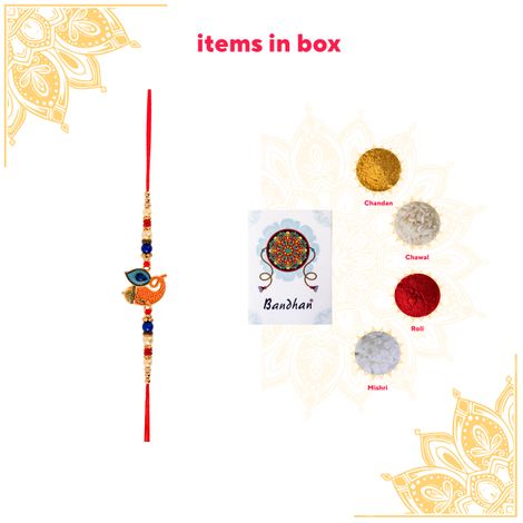 Religious Ganesha With Moor Pankh Rakhi Curated To Bless Brothers (BANDHAN)