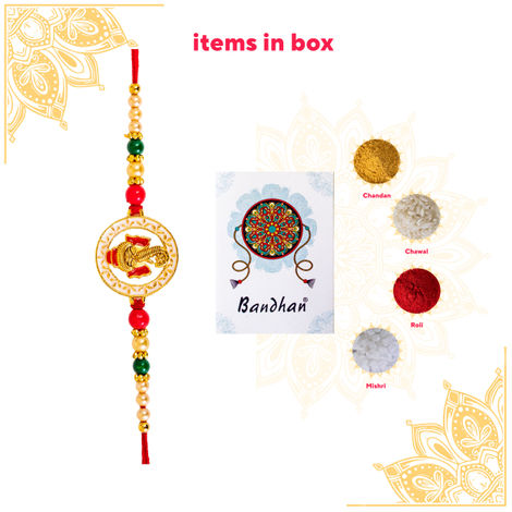 Religious Ganapati Rakhi with Intricate Meenakari Work (BANDHAN)