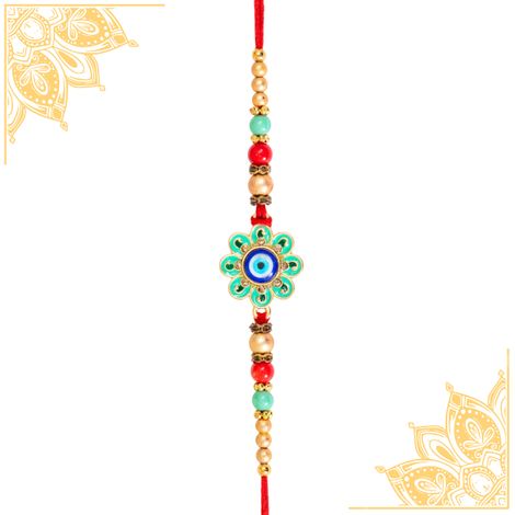 Evil Eye Rakhi With Green Enamel Work (BANDHAN)