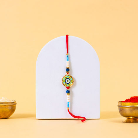 Evil Eye Pastel Colored Rakhi Woth Roli Chawal Pack (BANDHAN)