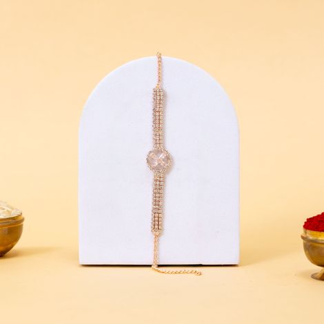 American Diamond Unique Rakhi Bracelet with Studs (BANDHAN)