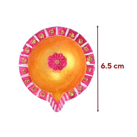 Kunj Gifting Diya | Designer Clay Diya | Pack Of 9 | Multicolour | Skilsy Handicrafts