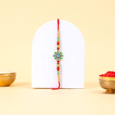 Evil Eye Rakhi With Green Enamel Work (BANDHAN)