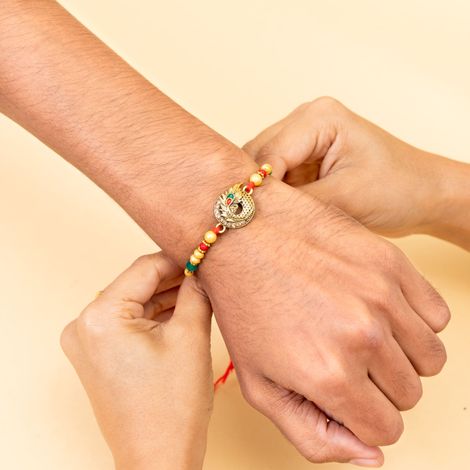 Peacock Single Rakhi (Shree Rakhi) Set of 1