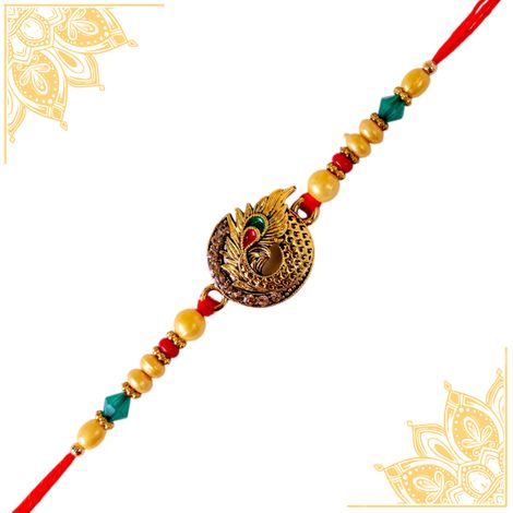 Peacock Single Rakhi (Shree Rakhi) Set of 1