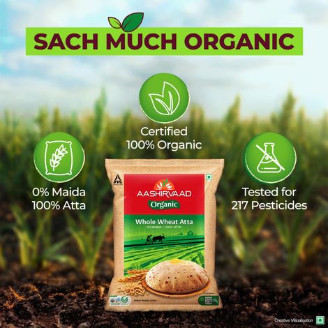 Aashirvaad Organic 100% Organic Whole Wheat Atta, 0% Maida