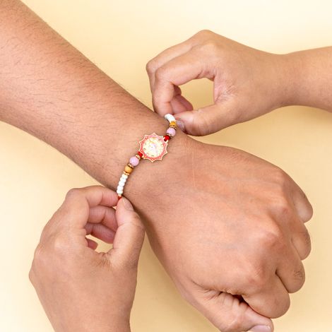 Meenakari Ganesh Ji Rakhi With Pearls (BANDHAN)