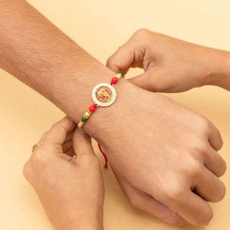 Religious Ganapati Rakhi with Intricate Meenakari Work (BANDHAN)