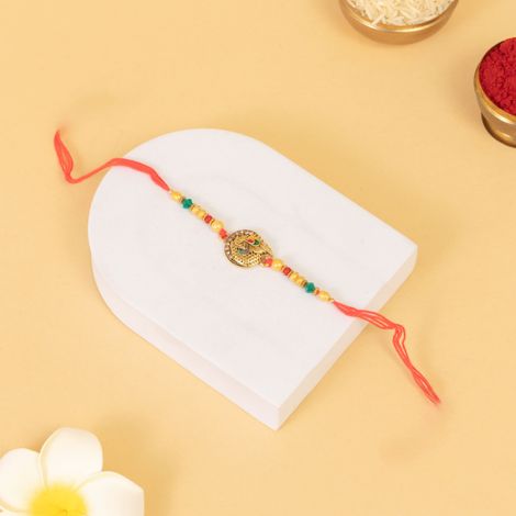Peacock Single Rakhi (Shree Rakhi) Set of 1