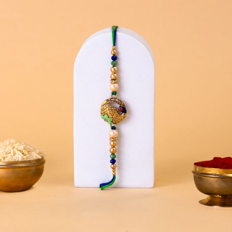 Peacock Single Rakhi (Shree Rakhi) Set of 1