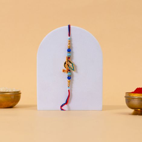 Peacock Artistic Moor Pankh With Bansuri Design Krishna Rakhi (Bandhan)