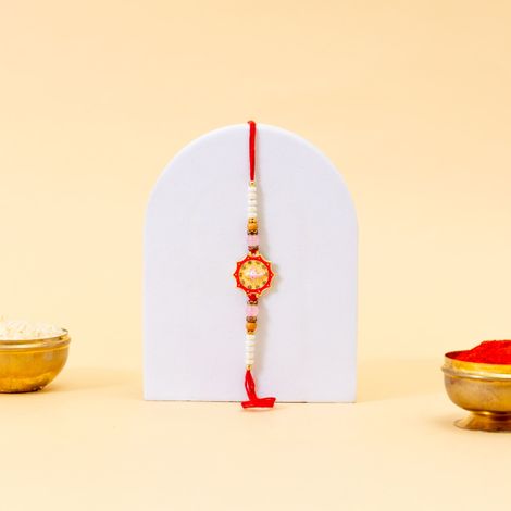 Meenakari Ganesh Ji Rakhi With Pearls (BANDHAN)