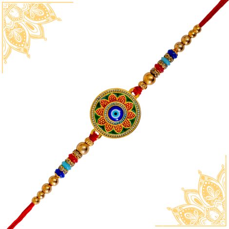 Meenakari Evil Eye Motif Trendy Rakhi (BANDHAN)