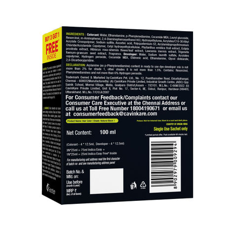 Indica Easy Do-It-Yourself 10 Minutes Hair Color Shampoo Natural Black