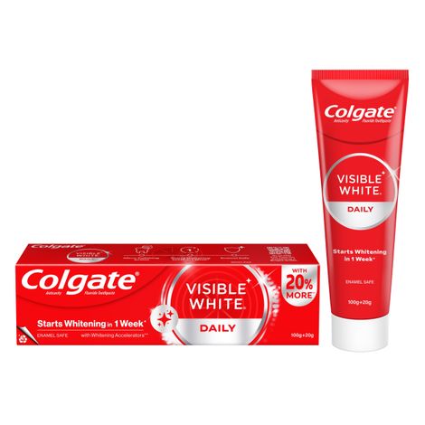 Colgate Visible White Toothpaste, Teeth Whitening Starts In 1 Week, Stain Removal