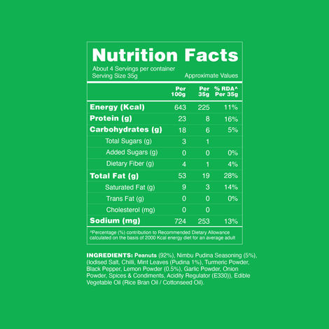 Taali Roasted Nimbu Pudina Peanuts, Premium Quality Bharuchi Nuts, No Palm Oil, Rich in Protein