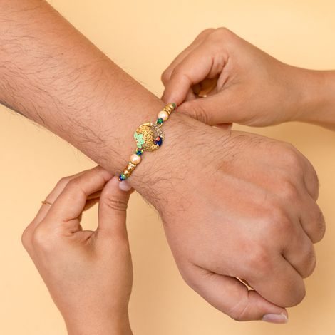 Peacock Single Rakhi (Shree Rakhi) Set of 1