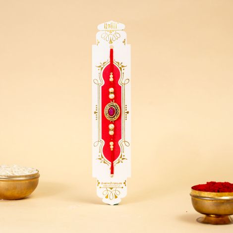 Stoned Red Stone Pendant Rakhi (Shree Rakhi) Set of 1