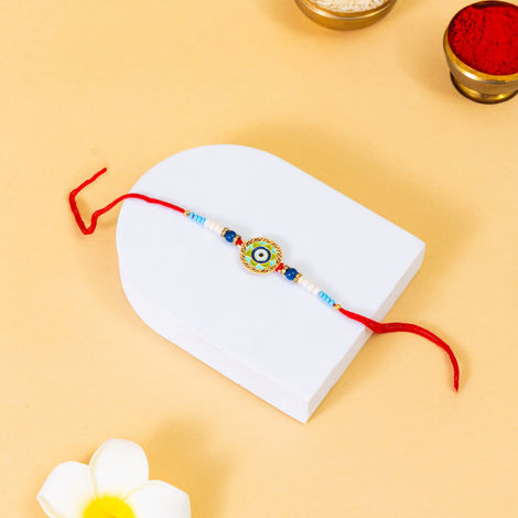 Evil Eye Pastel Colored Rakhi Woth Roli Chawal Pack (BANDHAN)