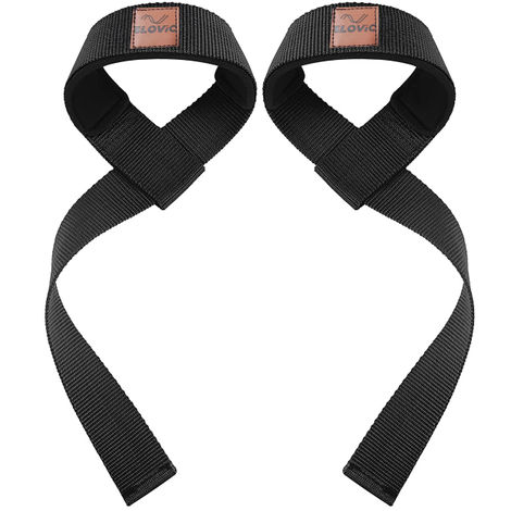 Slovic Gym Weight Lifting Straps for Heavy Lifts, Wrist Support & Deadlifts - Black
