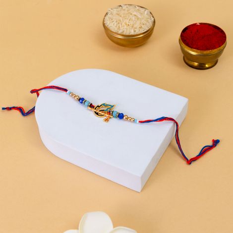 Peacock Artistic Moor Pankh With Bansuri Design Krishna Rakhi (Bandhan)