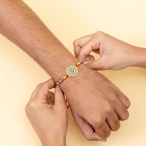 Meenakari Evil Eye Motif Trendy Rakhi (BANDHAN)