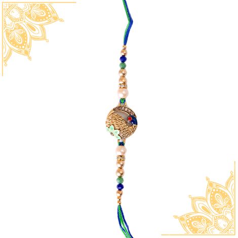 Peacock Single Rakhi (Shree Rakhi) Set of 1