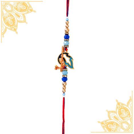 Peacock Artistic Moor Pankh With Bansuri Design Krishna Rakhi (Bandhan)