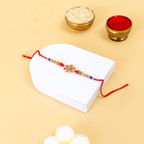 Evil Eye In A Flower Design Rakhi With Meenakari Work For Brother (BANDHAN)