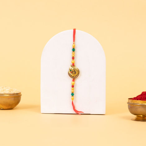 Peacock Single Rakhi (Shree Rakhi) Set of 1