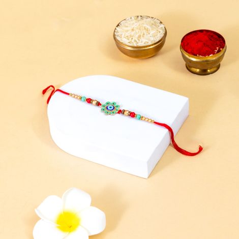 Evil Eye Rakhi With Green Enamel Work (BANDHAN)